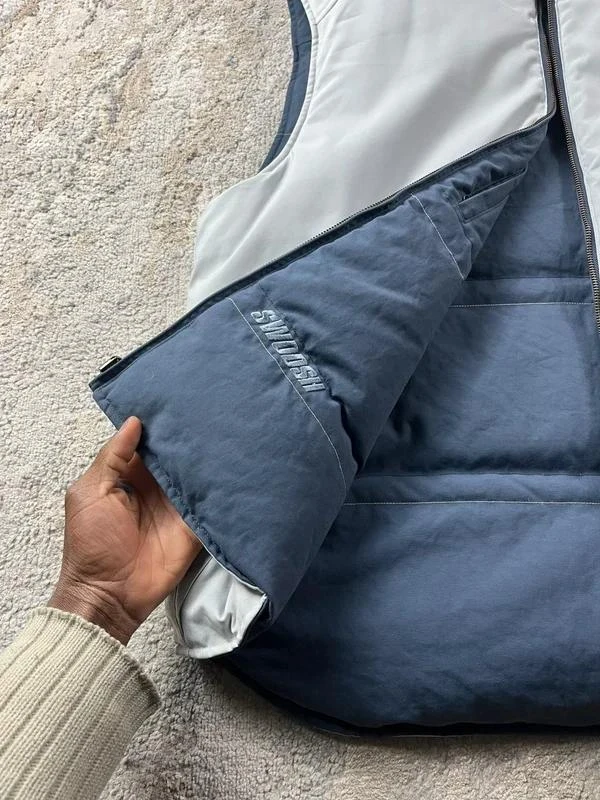 Vintage Retro 00’s y2k Nike Reversible Swoosh Embroidered Blue Navy Body Warmer – photo 7